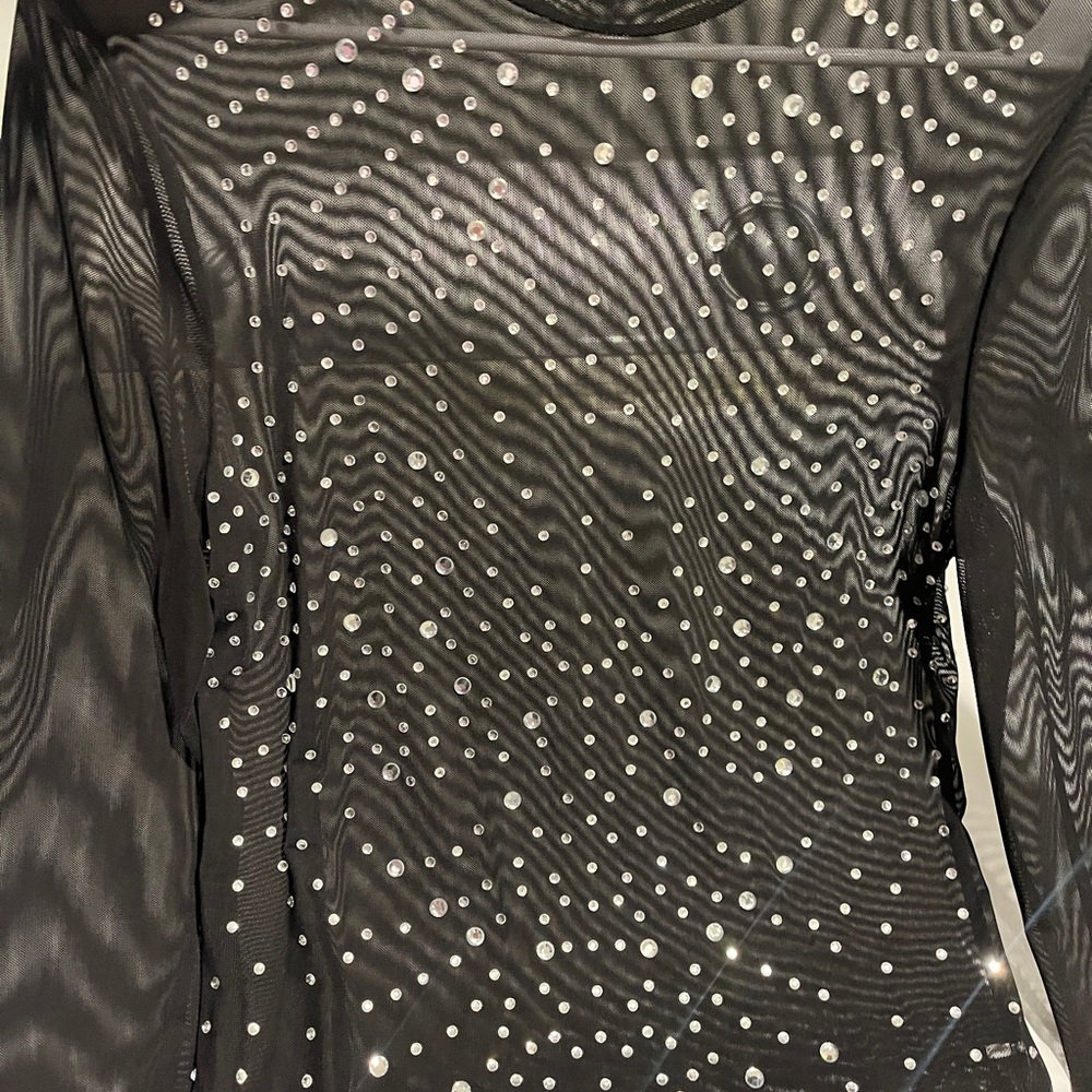 Elegant Black Rhinestone shirt
